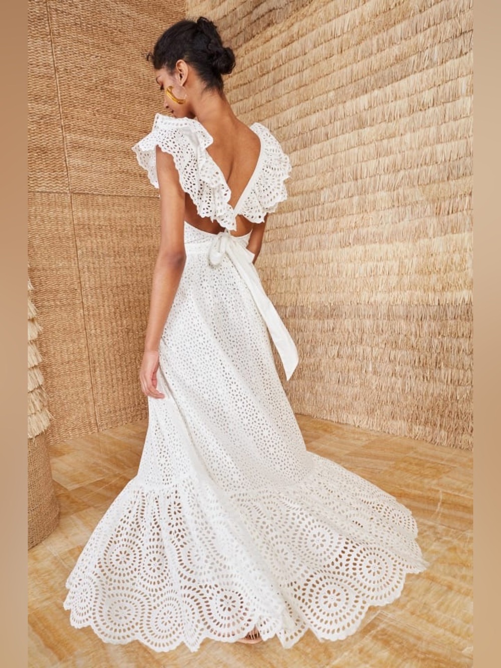 Ulla Johnson Desiree Gown Blanc White Eyelet Ruffle Maxi Dress Size 4 Bridal